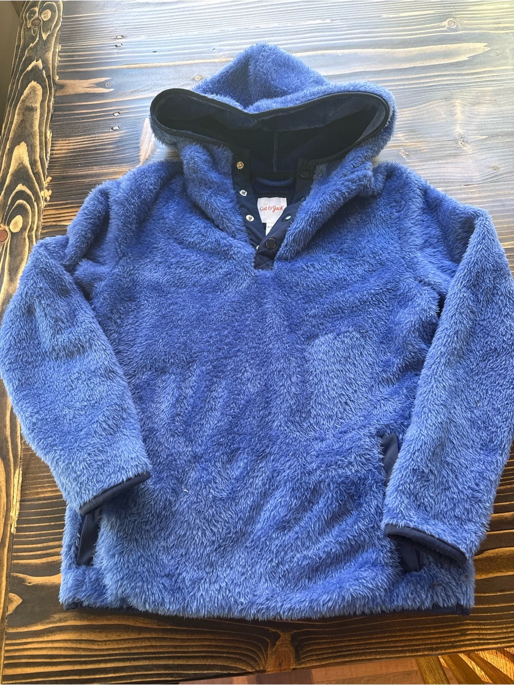 Cat & Jack Plush Blue Hooded Fleece Pullover